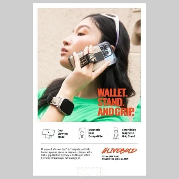 Portfel Skinarma Mirage Spunk Wallet      Magnetic Grip Stand zielony