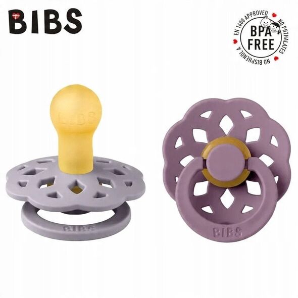 Bibs BIBS BOHEME 2-PACK FOSSIL GREY & MAUVE S Smoczek Uspokajający kauczuk Hevea
