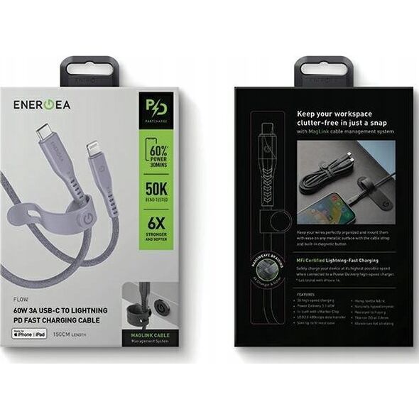 Kabel USB Energea USB-C - Lightning 1.5 m Fioletowy