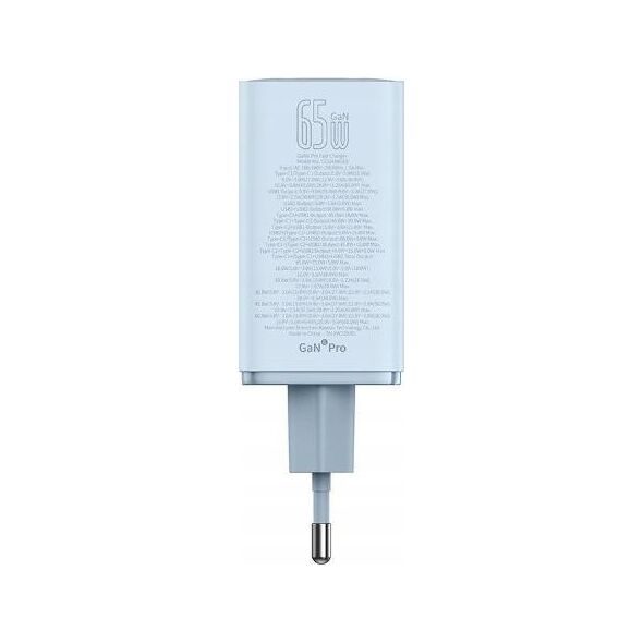 Ładowarka Baseus OS-Baseus GaN6 Pro Fast Charger 2C+2U 65W  EU Galaxy Blue((With:Mini White Cable Type-C to Type-C 100W(20V/5A) 1m Galaxy Blue)）