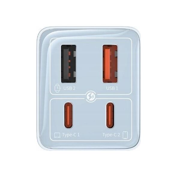 Ładowarka Baseus OS-Baseus GaN6 Pro Fast Charger 2C+2U 65W  EU Galaxy Blue((With:Mini White Cable Type-C to Type-C 100W(20V/5A) 1m Galaxy Blue)）