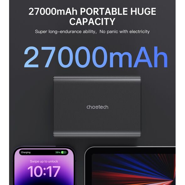Powerbank Choetech Powerbank B635BK 2xUSB-A / 2xUSB-C 27000mAh - czarny