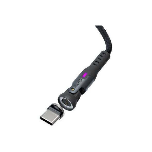 Statik 360 Pro 2.0 - καλώδιο USB-C με προσαρμογέα USB-A και τρία εναλλάξιμα μαγνητικά βύσματα USB-C, 2m (μαύρο)