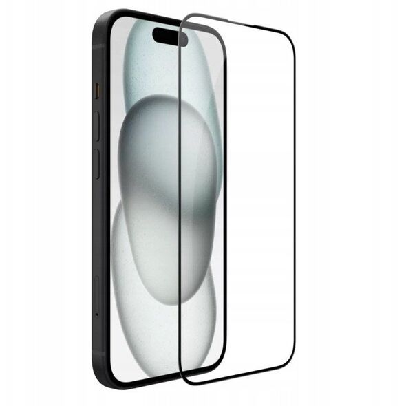 TELTECH PREMIUM SZKŁO 6D IPHONE 15 SZKŁO PROFILOWANE HARTOWANE FULL COVER CZARNA RAMKA