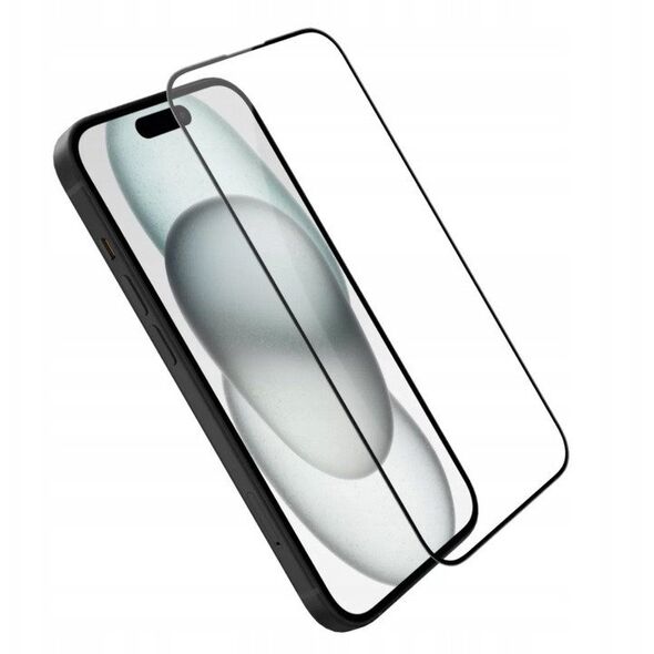 TELTECH PREMIUM SZKŁO 6D IPHONE 15 SZKŁO PROFILOWANE HARTOWANE FULL COVER CZARNA RAMKA