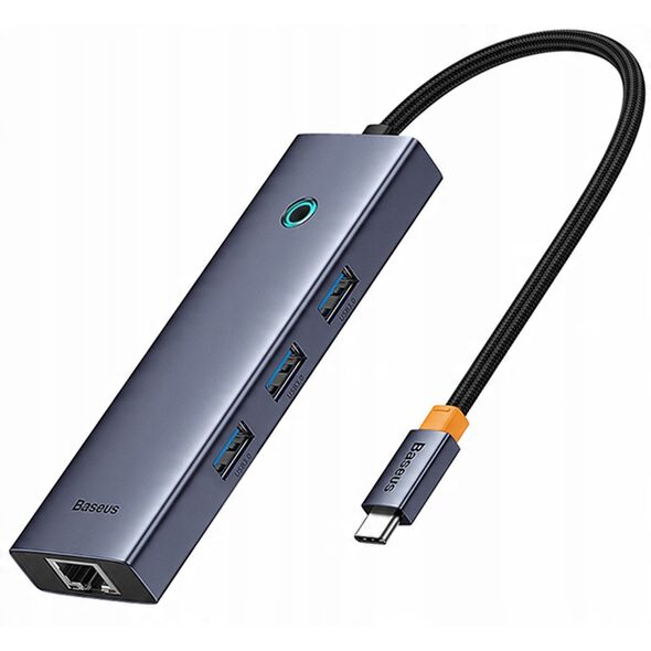 HUB USB Baseus Hub 4w1 Baseus UltraJoy USB-C σε 3x USB 3.0 + RJ45 (γκρι)