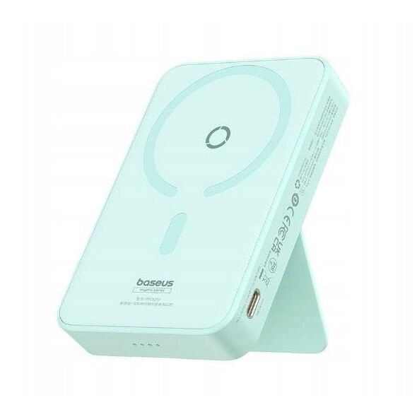 Powerbank Baseus OS-Baseus MagPro Magnetic Bracket Wireless Fast-Charging Power Bank 5000mAh 20W Peppermint Blue (with Simply Series Charging Cable Type-C to Type-C (20V/3A) 30cm White)