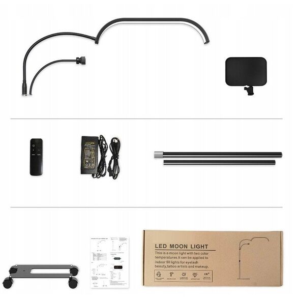 Lampa Led Kosmetyczna Bezcieniowa Moon Stojąca + Kółka 45w Marinelli Gx520r / Czarny