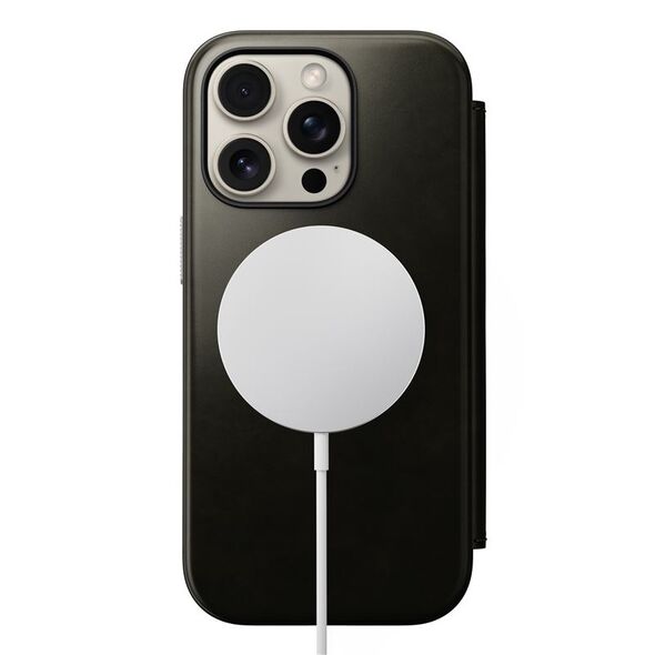 Nomad Nomad Δερμάτινο Folio, πράσινο χρώμιο - iPhone 16 Pro