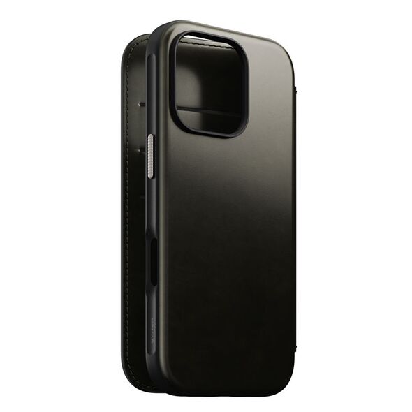 Nomad Nomad Δερμάτινο Folio, πράσινο χρώμιο - iPhone 16 Pro