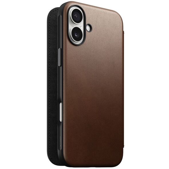Nomad Nomad Μοντέρνο Δερμάτινο Folio, καφέ - iPhone 16 Plus