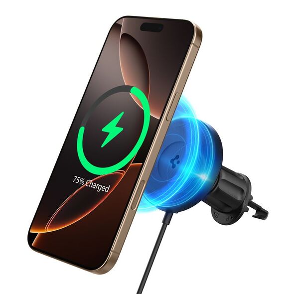 Φορτιστής Αυτοκινήτου Spigen OneTap Pro 4 MagSafe, μαύρο - Ασύρματο / Γάντζος Εξαερισμού