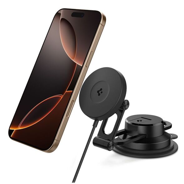 Φορτιστής Αυτοκινήτου Spigen OneTap Pro 4 MagSafe, μαύρο - Ασύρματο / Ταμπλό / Παρμπρίζ