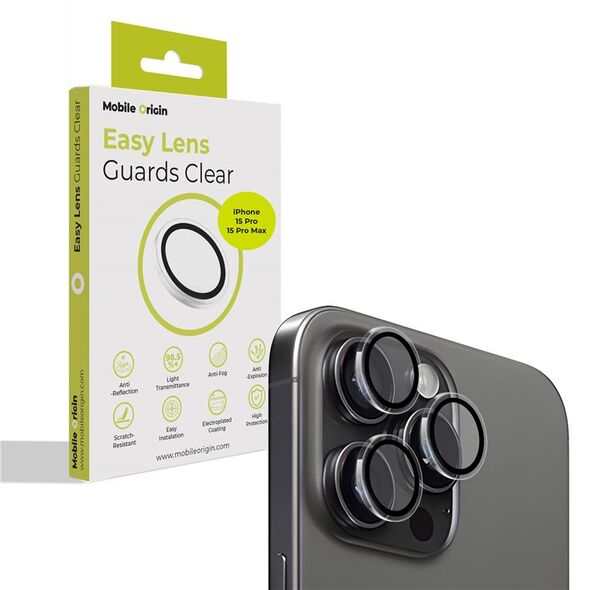 Προστατευτικά φακών Mobile Origin Easy, διαφανή - iPhone 15 Pro/15 Pro Max