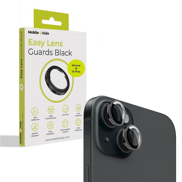 Προστατευτικά φακών Mobile Origin Easy, μαύρο - iPhone 15 / 15 Plus