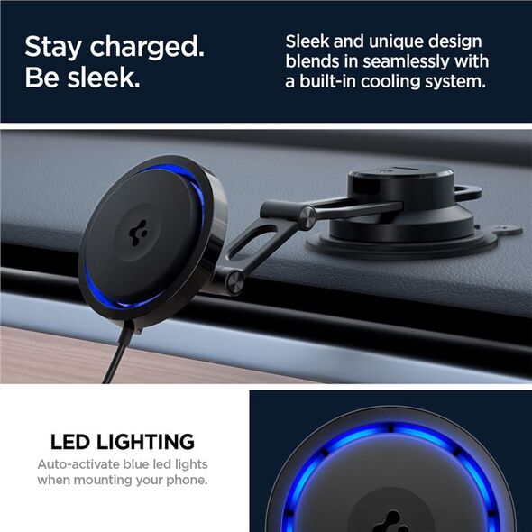 Spigen OneTap Pro 3 Cryomax MagSafe Car Wireless Charger (Dashboard), black