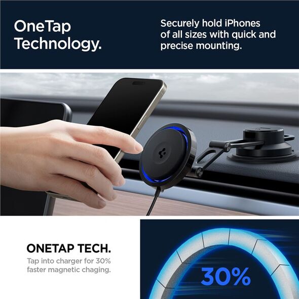 Spigen OneTap Pro 3 Cryomax MagSafe Car Wireless Charger (Dashboard), black