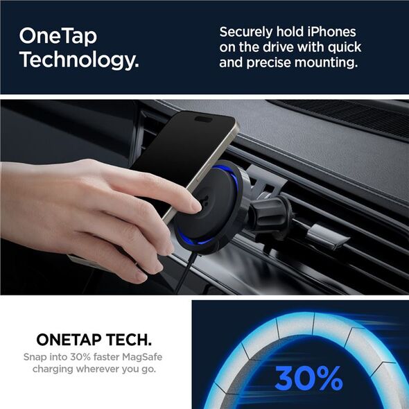 Φορτιστής Αυτοκινήτου Spigen OneTap Pro 3 Cryomax MagSafe (Άγκιστρο Εξαερισμού), μαύρο