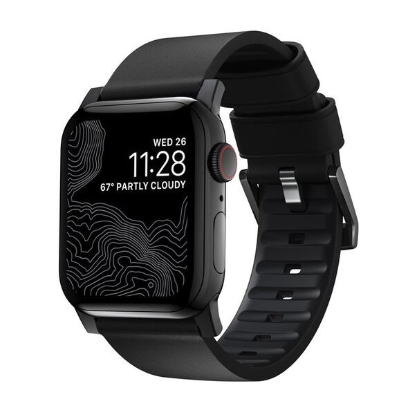 Nomad NOMAD Λουράκι Modern Active Pro Αδιάβροχο Δερμάτινο Μαύρο 42mm / 44mm Σύνδεσμος Μαύρος