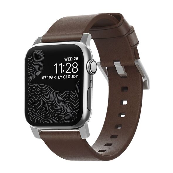 Nomad NOMAD Strap Modern Leather Brown 42mm / 44mm Connector Silver