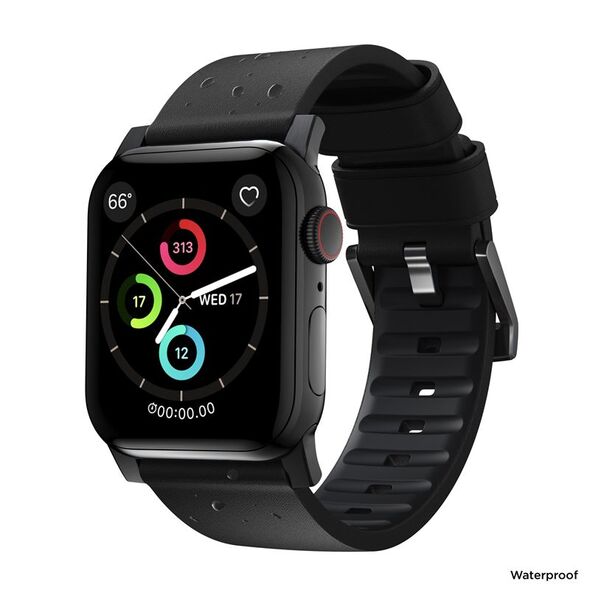 Nomad NOMAD Λουράκι Modern Active Pro Αδιάβροχο Δερμάτινο Μαύρο 42mm / 44mm Σύνδεσμος Μαύρος
