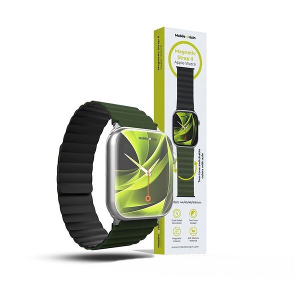 Λουράκι Ρολογιού Mobile Origin Magnetic II, πράσινο/μαύρο - Apple Watch 49mm/46mm/45mm/44mm