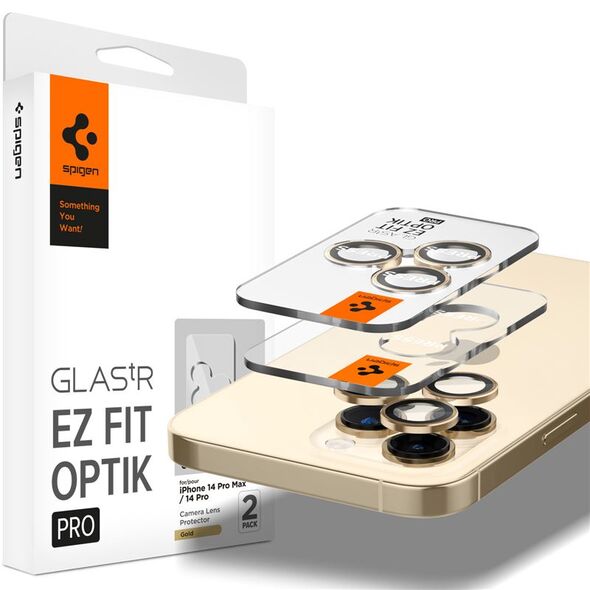 Spigen Προστατευτικό γυαλί για κάμερα Spigen Optik.tr ez Fit Camera Protector Apple iPhone 14 Pro/14 Pro Max Gold [2 PACK]