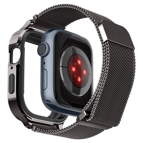 Spigen Λουράκι + θήκη Spigen Metal Fit Pro Apple Watch 7/8 45mm Γραφίτης