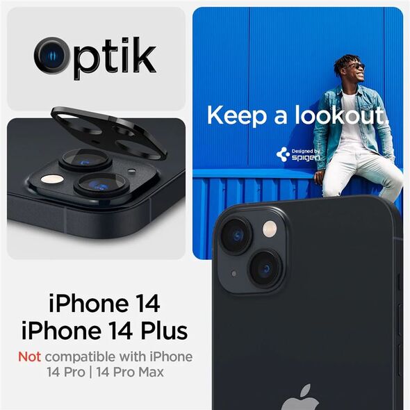 Spigen Προστατευτικό Κάμερας Spigen Optik.tr για Apple iPhone 14/14 Plus Μαύρο [2 PACK]