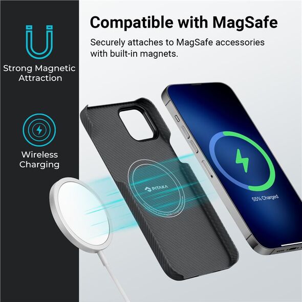 Θήκη Pitaka MagEZ 3 600D, μαύρο/γκρι - iPhone 14 Plus