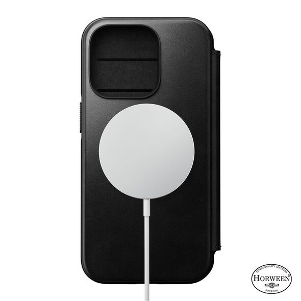 Nomad Μοντέρνα δερμάτινη θήκη Horween Μαύρη για iPhone 14 Pro