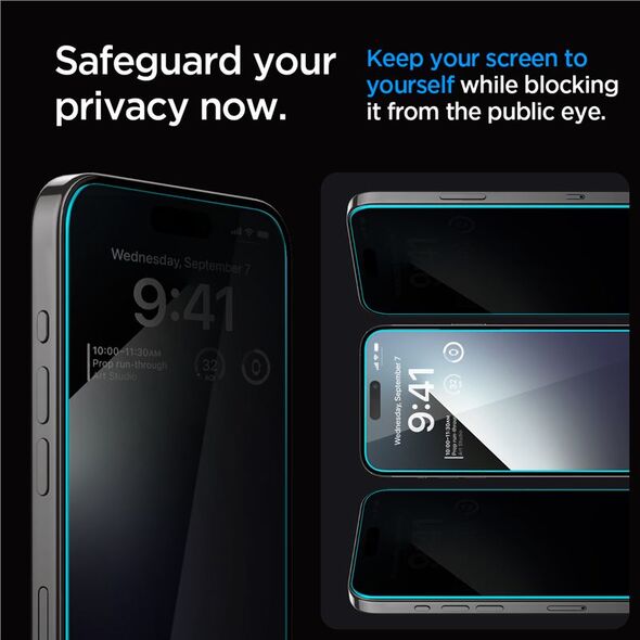 Spigen Tempered Glass Spigen Ez Fit 2-pack Iphone 15 Pro Privacy Braders