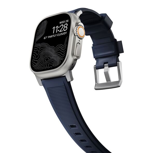 Nomad Nomad Rugged Strap, atlantic blue/silver - AW Ultra 2/1 49mm 9/8/7 45mm/6/SE/5/4 44mm/3/2/1 42mm