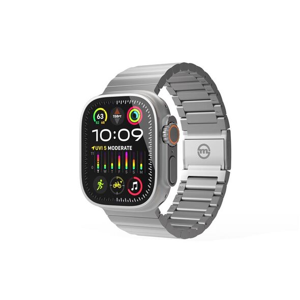 Mobile Origin Pasek Titanium Band - Apple Watch 49mm/45mm/44mm/42mm ασημί