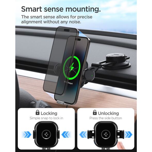 Φορτιστής Spigen SPIGEN UTS35W ONETAP UNIVERSAL WINDSHIELD & DASHBOARD CAR MOUNT ΑΣΥΡΜΑΤΟΣ ΦΟΡΤΙΣΤΗΣ ΜΑΥΡΟ
