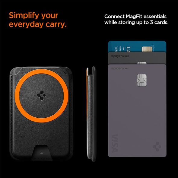 Spigen Spigen Valentinus MagSafe Πορτοφόλι 3 Καρτών, μαύρο