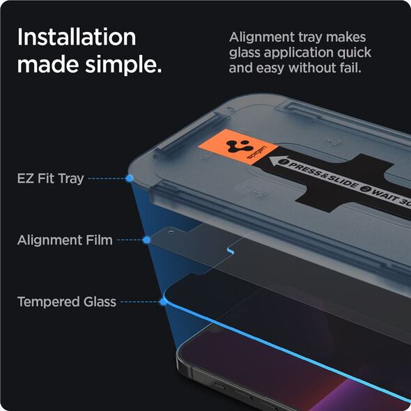 Spigen Tempered Glass Spigen GLAS.tR ez Fit Apple iPhone 13 Pro Max Privacy [2 PACK]