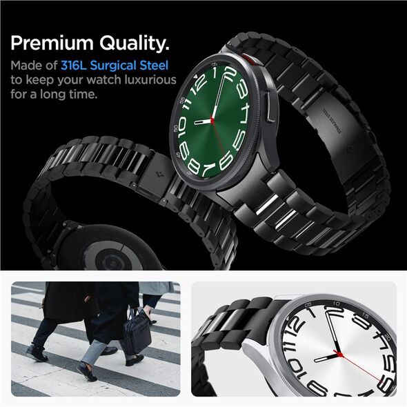 Spigen Spigen Modern Fit 316L Band, μαύρο - Samsung Galaxy Watch6 Classic 47mm