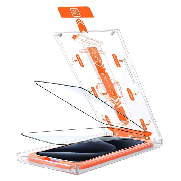 MOBILE ORIGIN Orange Screen Guard iPhone 15 Pro Max με εύχρηστο εφαρμοστή, 2τμχ.