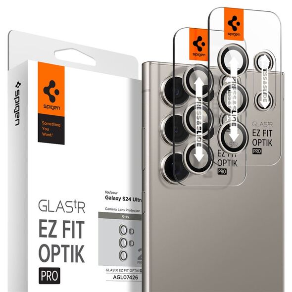 Spigen Spigen Glass tR EZ Fit Optik Pro 2 Pack, gray - Samsung Galaxy S24 Ultra
