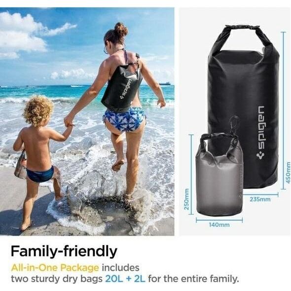 Spigen Spigen Universal Waterproof Bag A630 μαύρο/black καθολικές δύο αδιάβροχες τσάντες (20L και 2L) AMP04534
