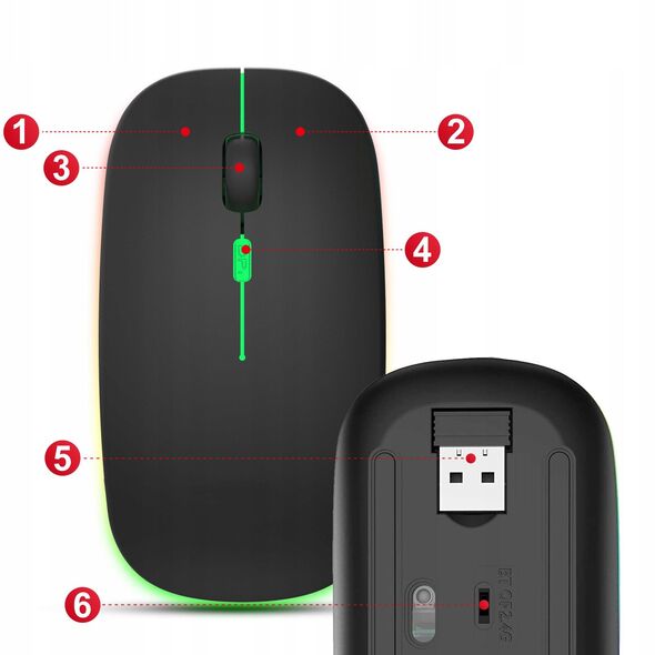 PS LTC Ασύρματο οπτικό ποντίκι, bluetooth, φωτισμός RGB