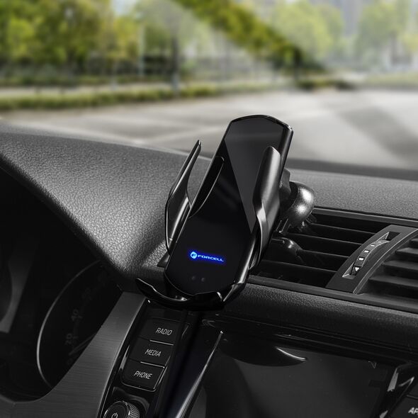ForCell Uchwyt z ładowaniem indukcyjnym automatyczny + adapt. magnetyczne FORCELL HS1 Qi 15W czarny
