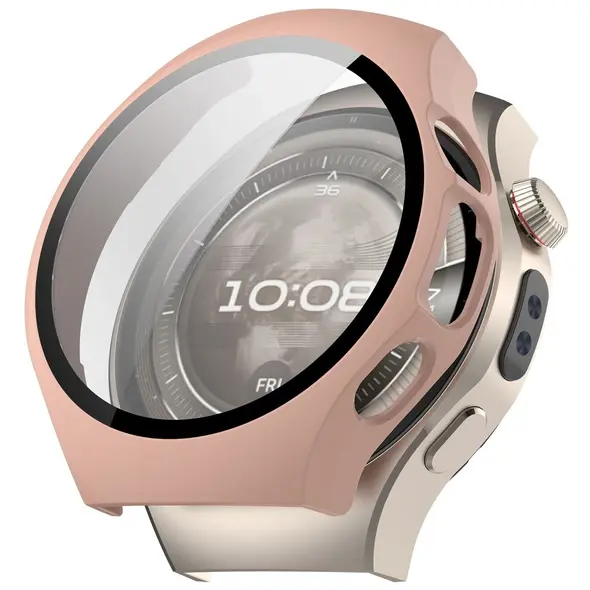 Etui ze szkłem do zegarka Bizon Case+Glass Watch do Huawei Watch 5 46mm różowe