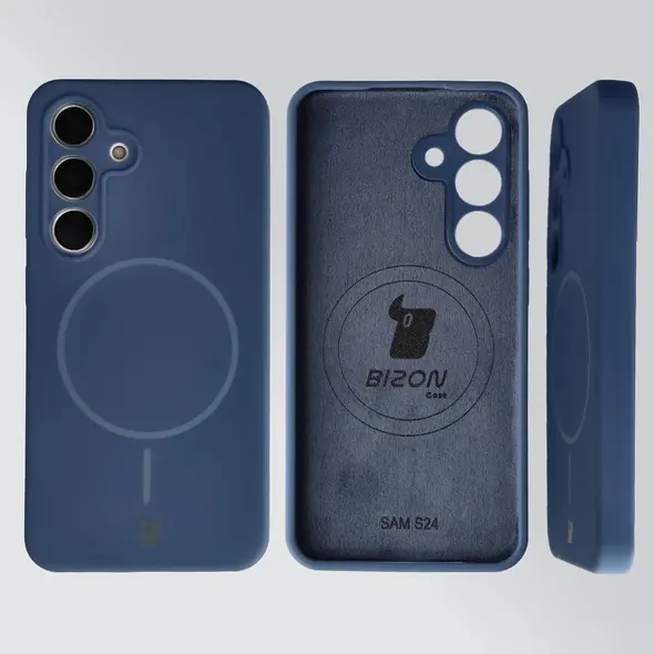 Silikonowe etui z pierścieniem magnetycznym Bizon Soft Case Magnetic do Samsung Galaxy S24 granatowe