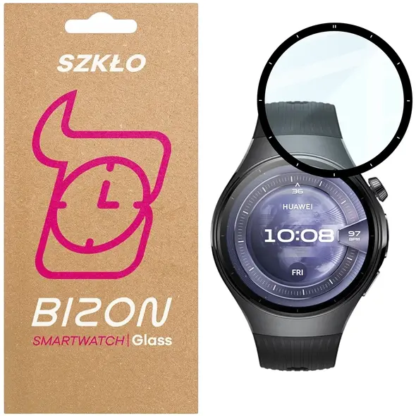 Szkło hybrydowe Bizon Glass Watch Edge Hybrid dla Huawei Watch 5 46mm czarne