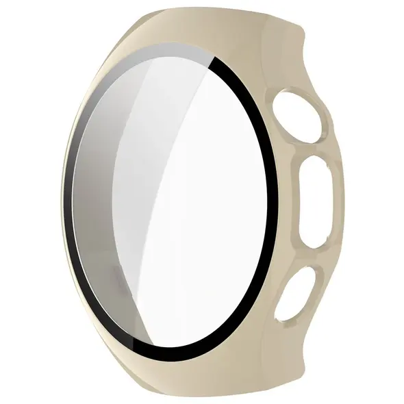 Etui ze szkłem do zegarka Bizon Case+Glass Watch do Huawei Watch 5 42mm beżowe