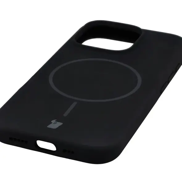Silikonowe etui z pierścieniem magnetycznym Bizon Soft Case Magnetic do Apple iPhone 16 Pro czarne