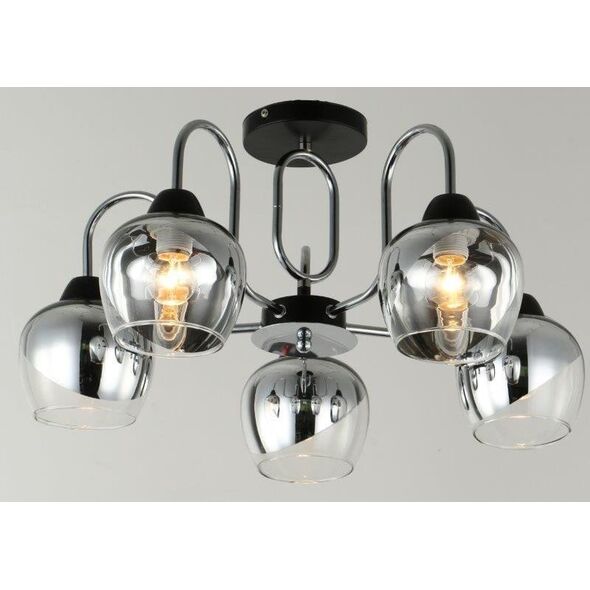 Φωτιστικό οροφής BALTIK GAISMA, 5 x E27, max 5 x 60 W, K90542/5, μαύρο/ασημί χρώμα.