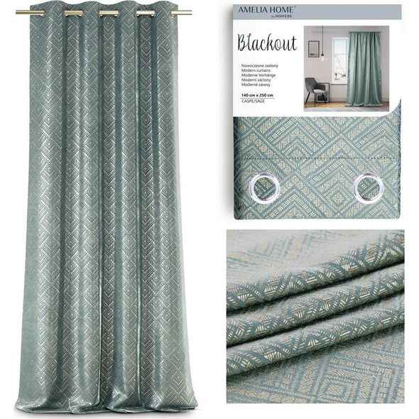 AmeliaHome AmeliaHome Zasłona na przelotkach CASPE2 140x250 szarozielona